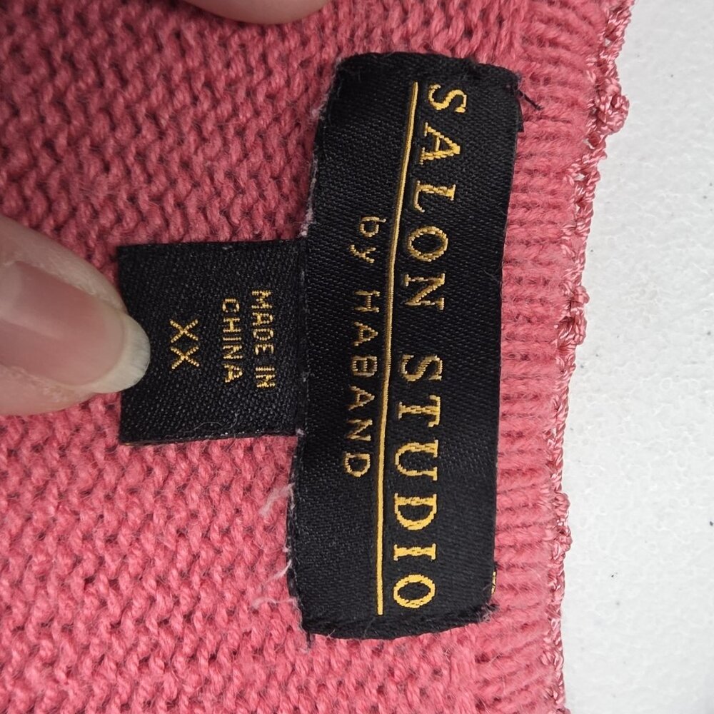 Salon Studio by Haband Sweater Womens 2XL Pink Floral Embroidered Ramie Cotton - Picture 5 of 9